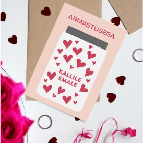 Õnnitluskaart volditav - Purgiga armastust