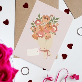 Greeting card foldable - Pink Bouquet