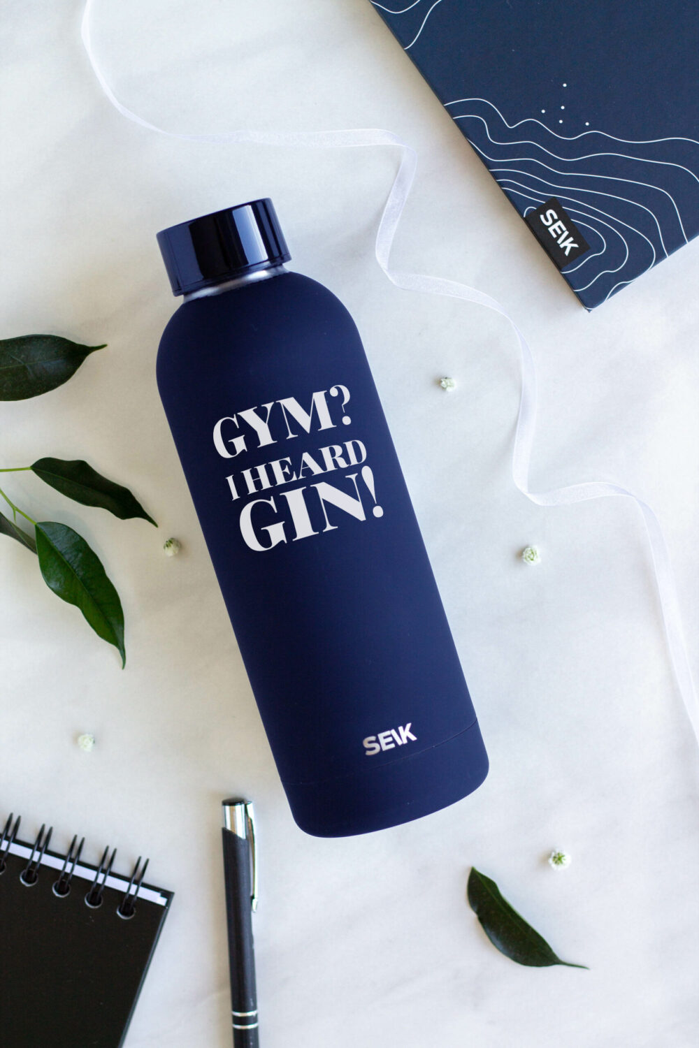 SEIK Juomapullo / termospullo Gym? I heard gin! - tummansininen 500ml