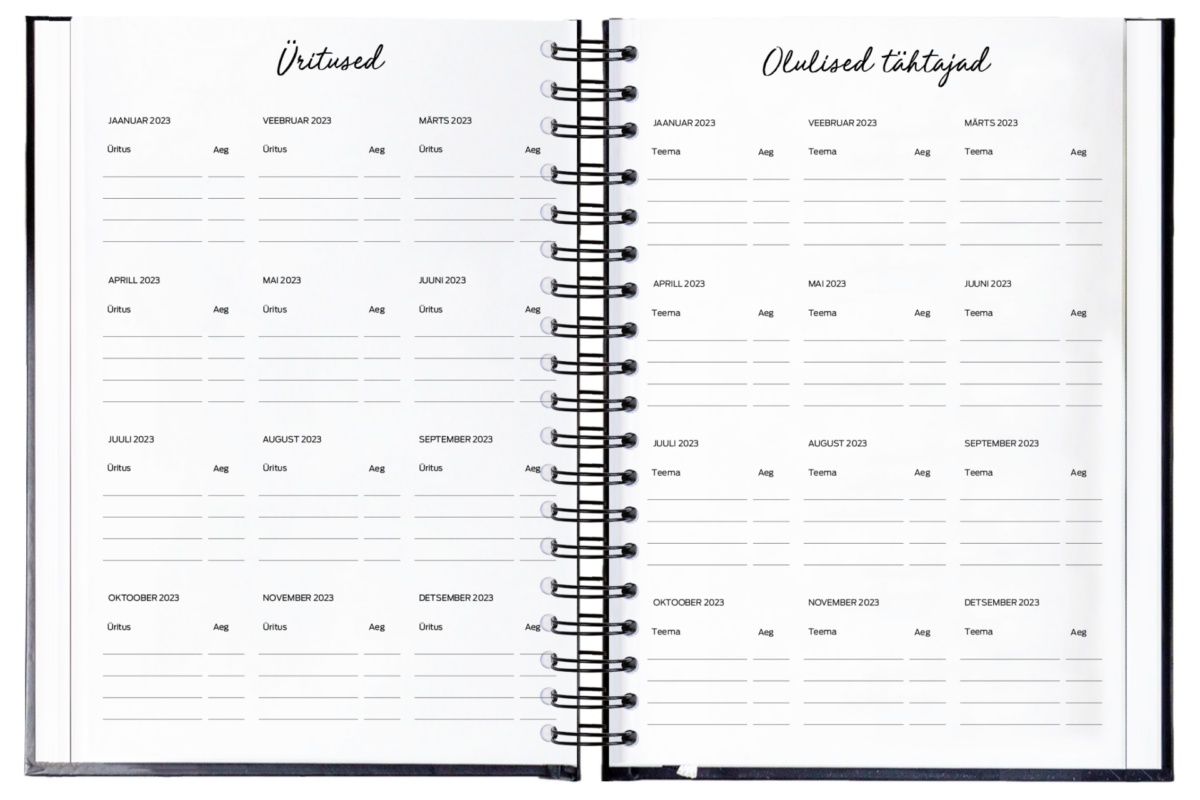 Premium nahast kaantega Tegude Kalender märkmik 2025 must - Image 7