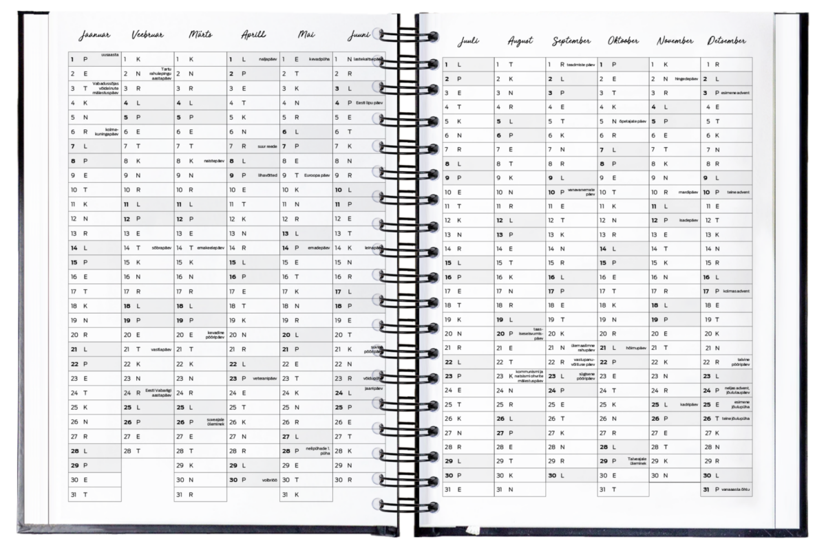 Premium nahast kaantega Tegude Kalender märkmik 2025 must - Image 5