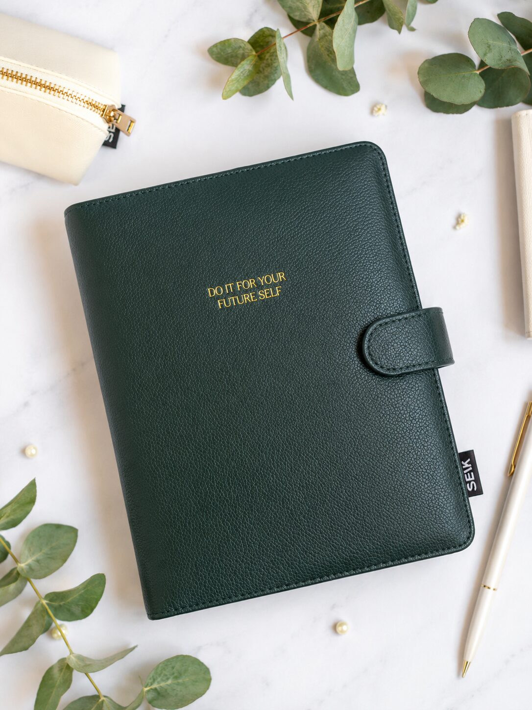 Ring binder from premium faux leather A5 (green)