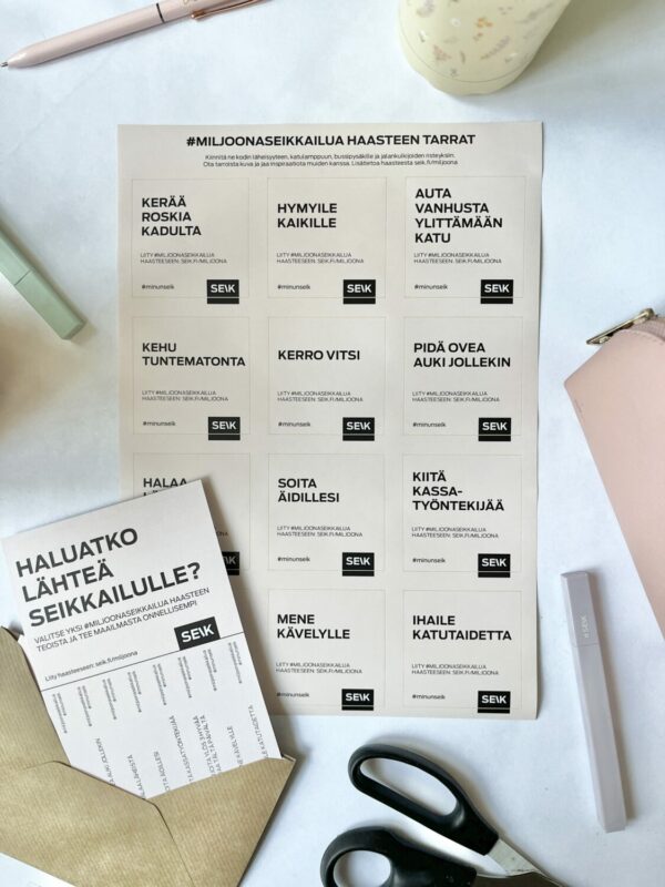 #miljoonaseikkailua haasteen ilmaiset tarrat & lahja SEIKiltä