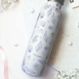 SEIK juomapullo / termospullo - simpukka (beige & sininen) 750ml