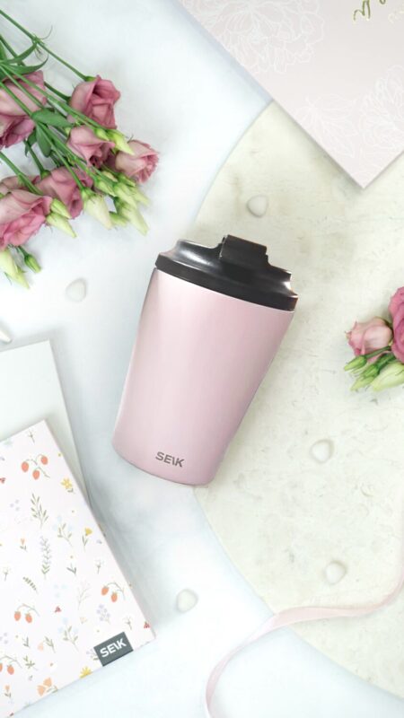 Termoska/hrnček na kávu - ružová (350ml)