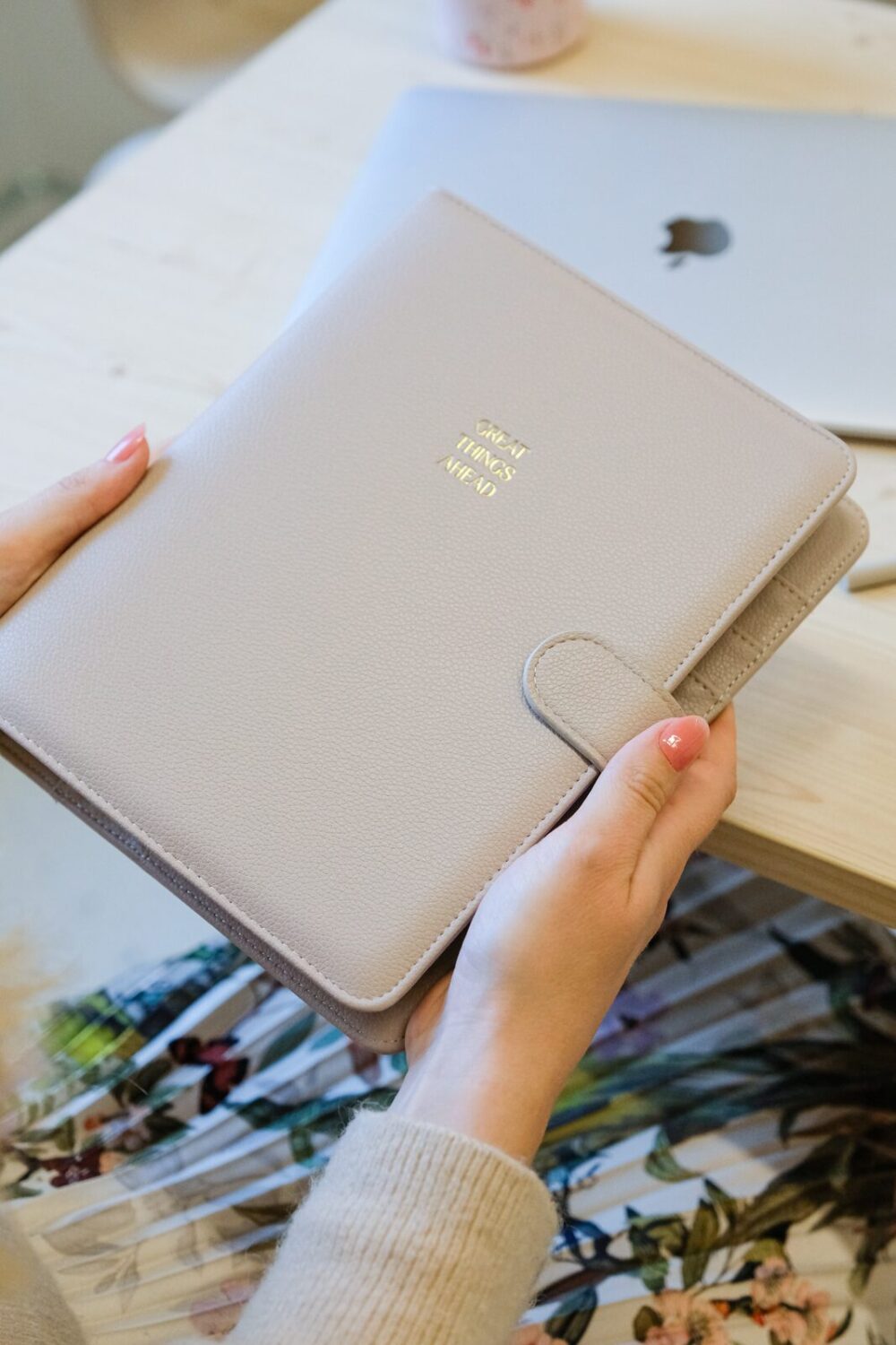 Ring binder from premium faux leather A5 (beige) - Image 5