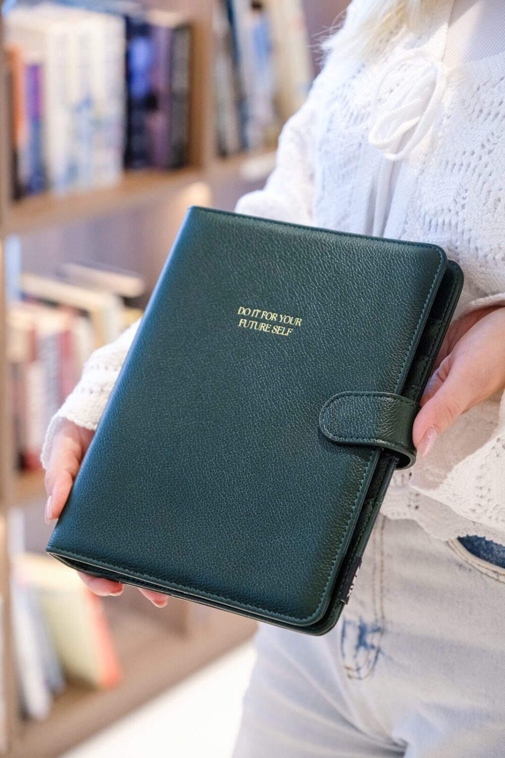Ring binder from premium faux leather A5 (green) - Image 6