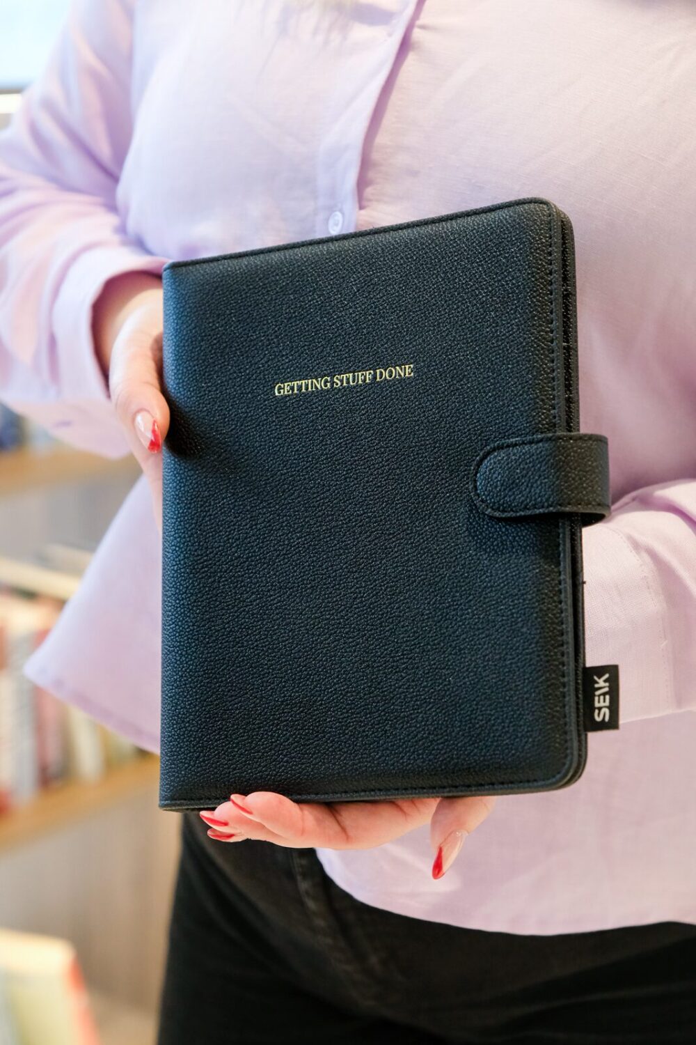 Ring binder from premium faux leather A5 (black) - Image 3