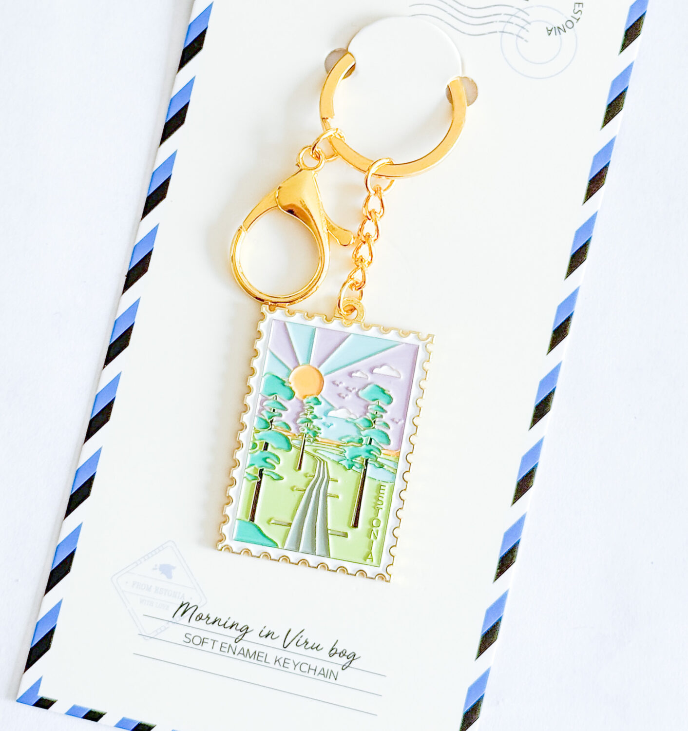 Soft enamel keychain - morning in Viru Bog