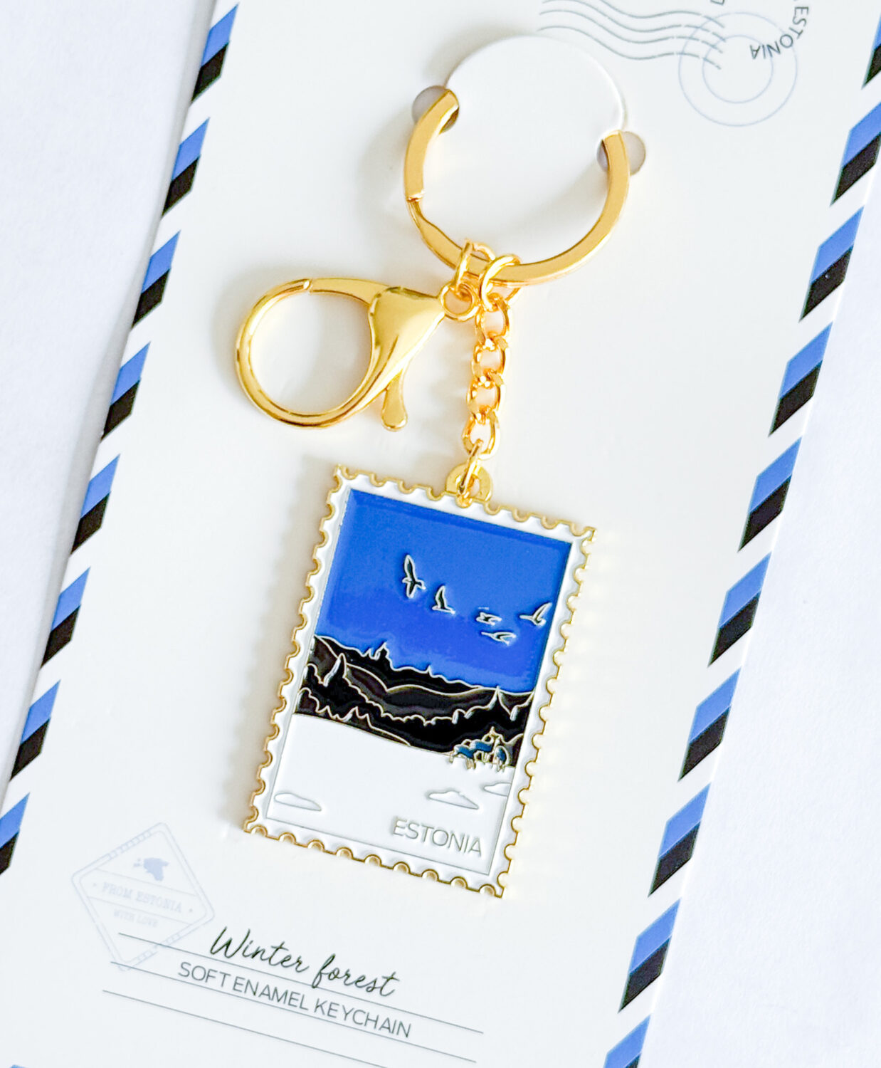 Soft enamel keychain - winter forest