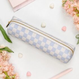 Pencil case - checkerboard (blue-white)